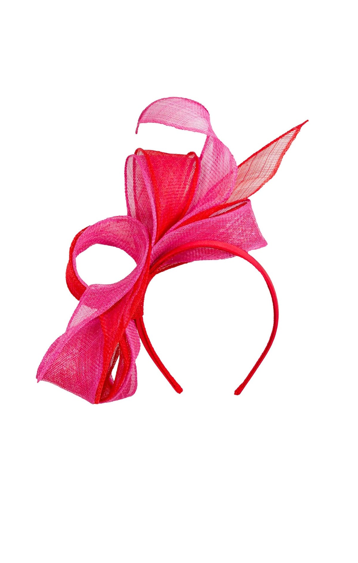 Headwear OS / PINK AND RED PENELOPE SINAMAY FASCINATOR IN PINK AND RED