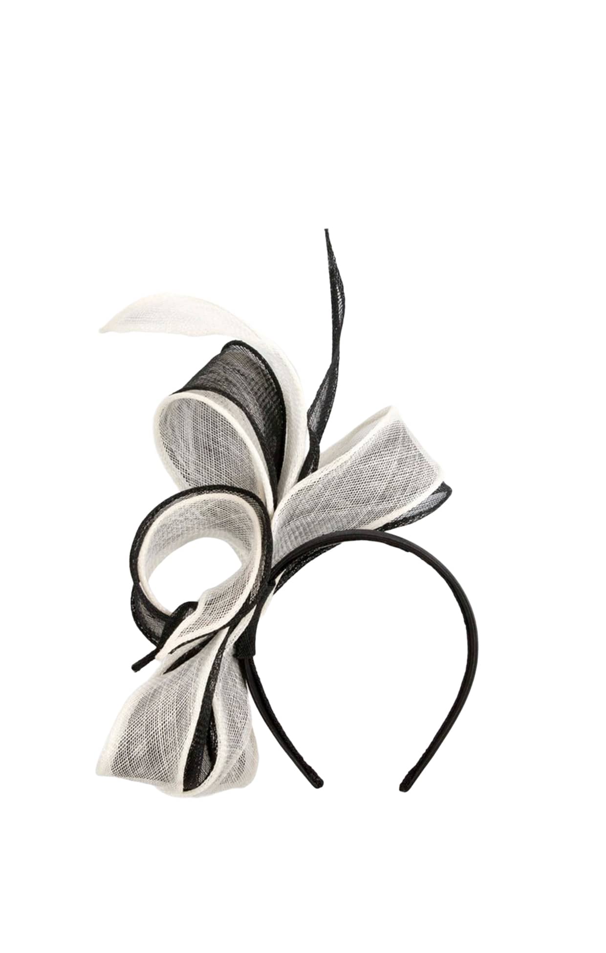 Headwear OS / BLACK AND WHITE PENELOPE SINAMAY FASCINATOR IN BLACK AND WHITE