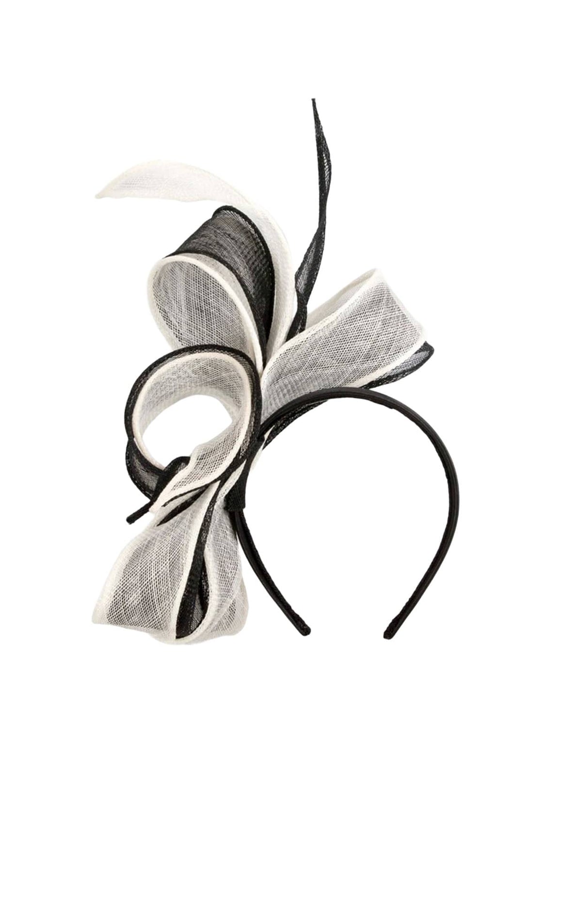 Headwear OS / BLACK AND WHITE PENELOPE SINAMAY FASCINATOR IN BLACK AND WHITE