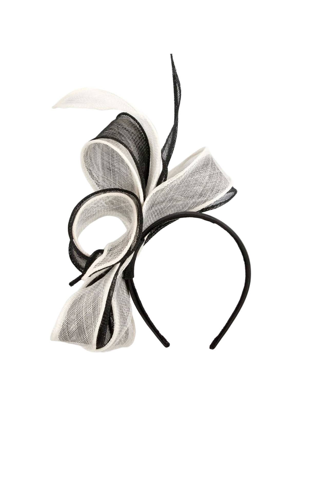 Headwear OS / BLACK AND WHITE PENELOPE SINAMAY FASCINATOR IN BLACK AND WHITE
