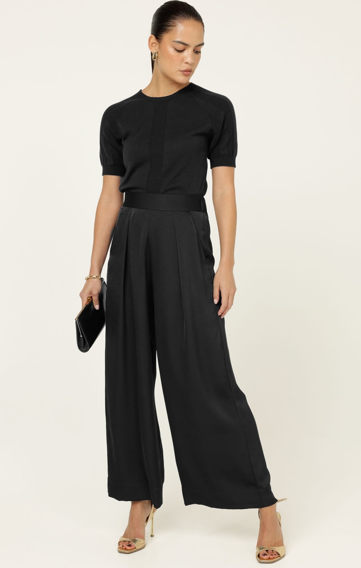 Pants Multi Occasion LUXE PLEATED TROUSER IN BLACK