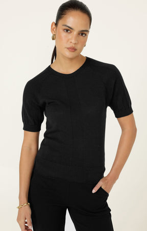 Knitwear RAGLAN KNIT TOP IN BLACK