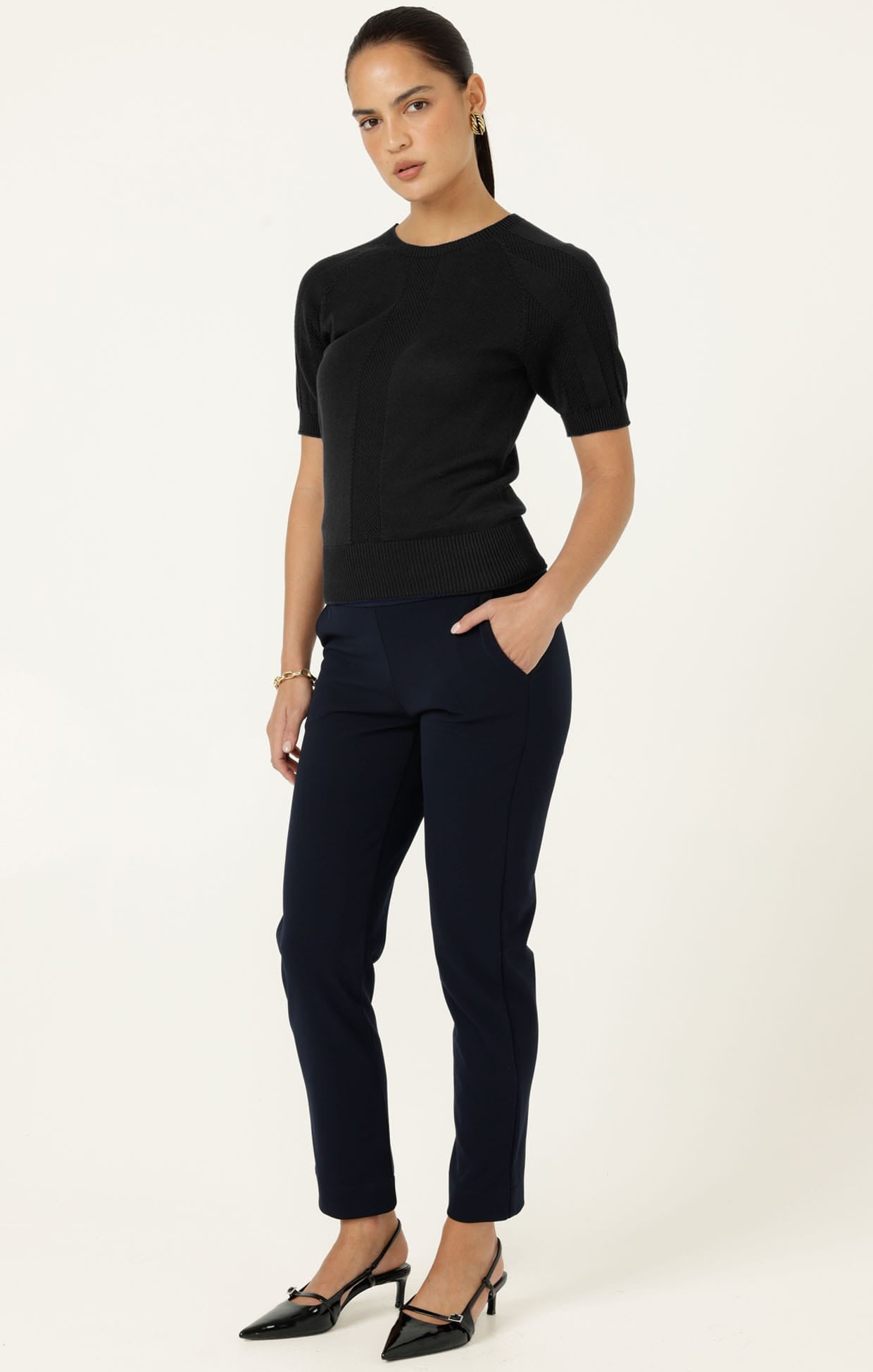 Knitwear RAGLAN KNIT TOP IN BLACK