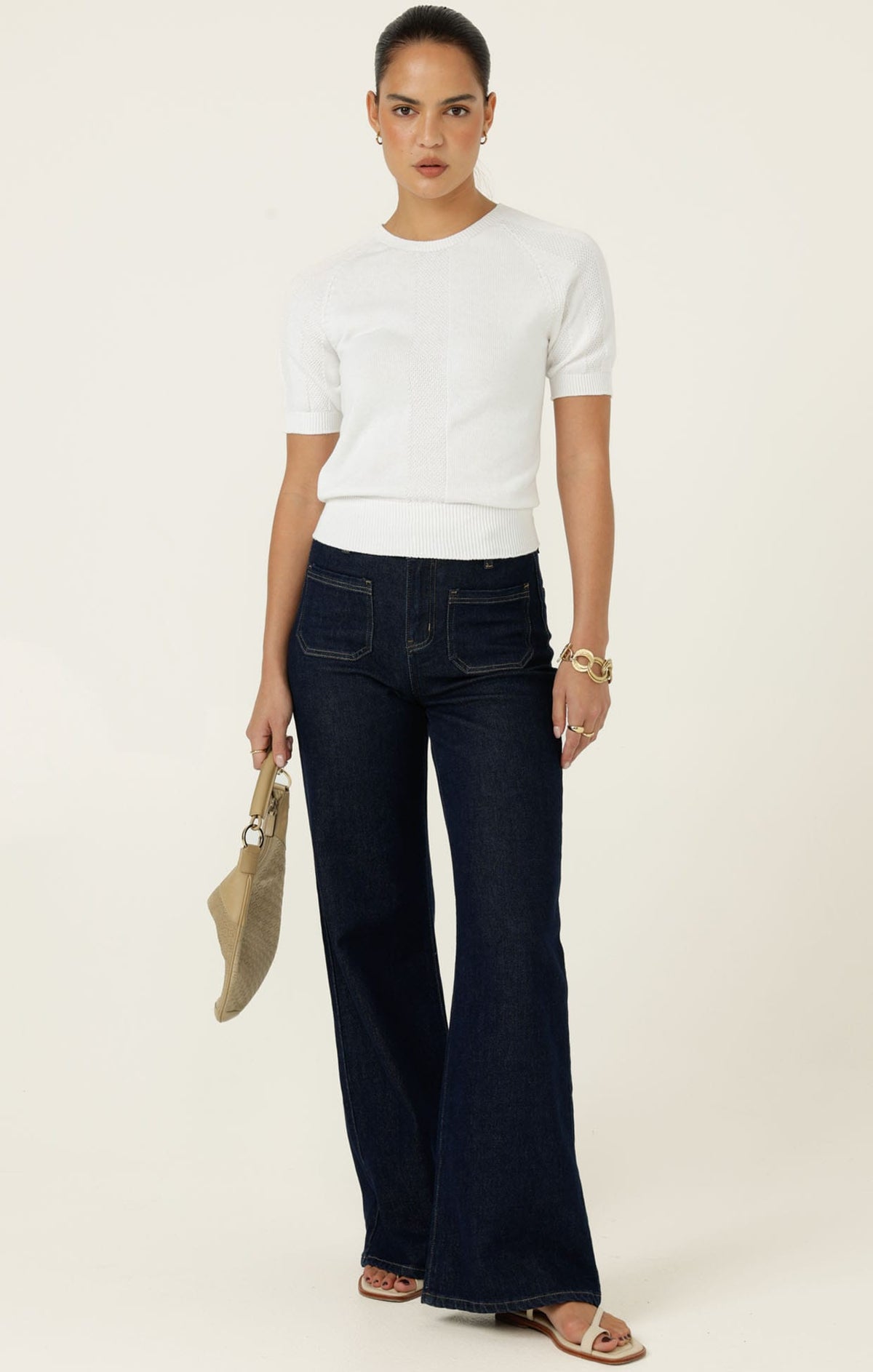 Knitwear RAGLAN KNIT TOP IN WHITE