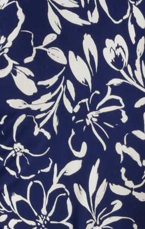 Dresses Multi Occasion REVERSE WRAP MIDI DRESS IN NAVY WHITE FLORAL