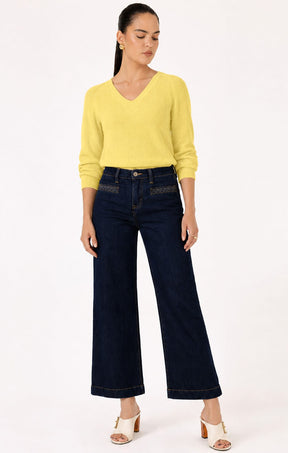 Pants Multi Occasion FREYA WIDE LEG PLAIT POCKET JEAN IN PALISADE BLUE