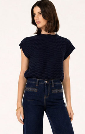 Knitwear BUBBLE KNIT TOP IN NAVY