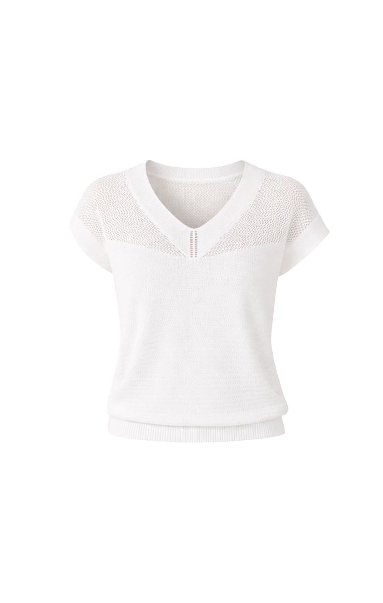Knitwear V NECK MESH KNIT TOP IN ICE WATER