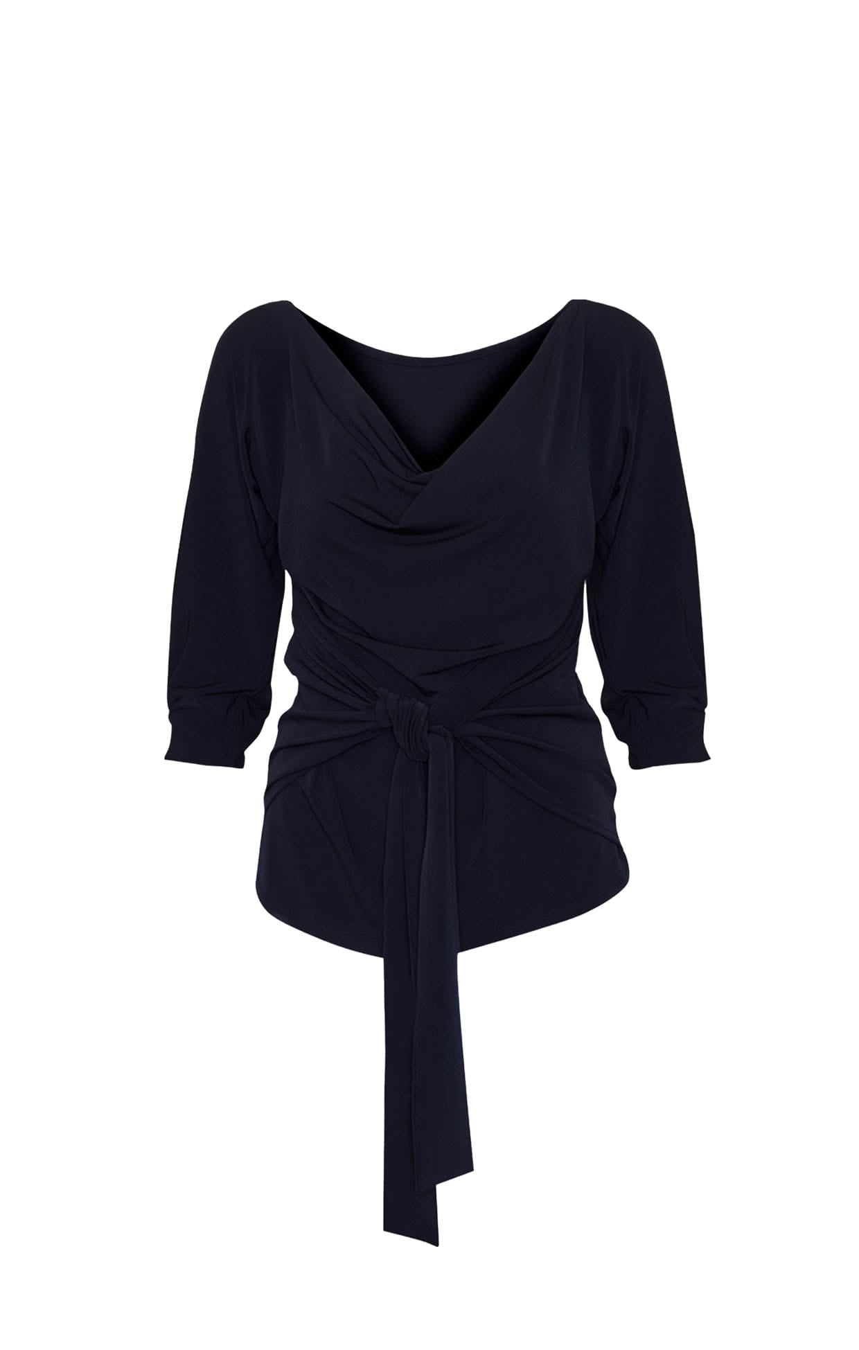 Cowl Tie Drape Top in Navy - SACHA DRAKE
