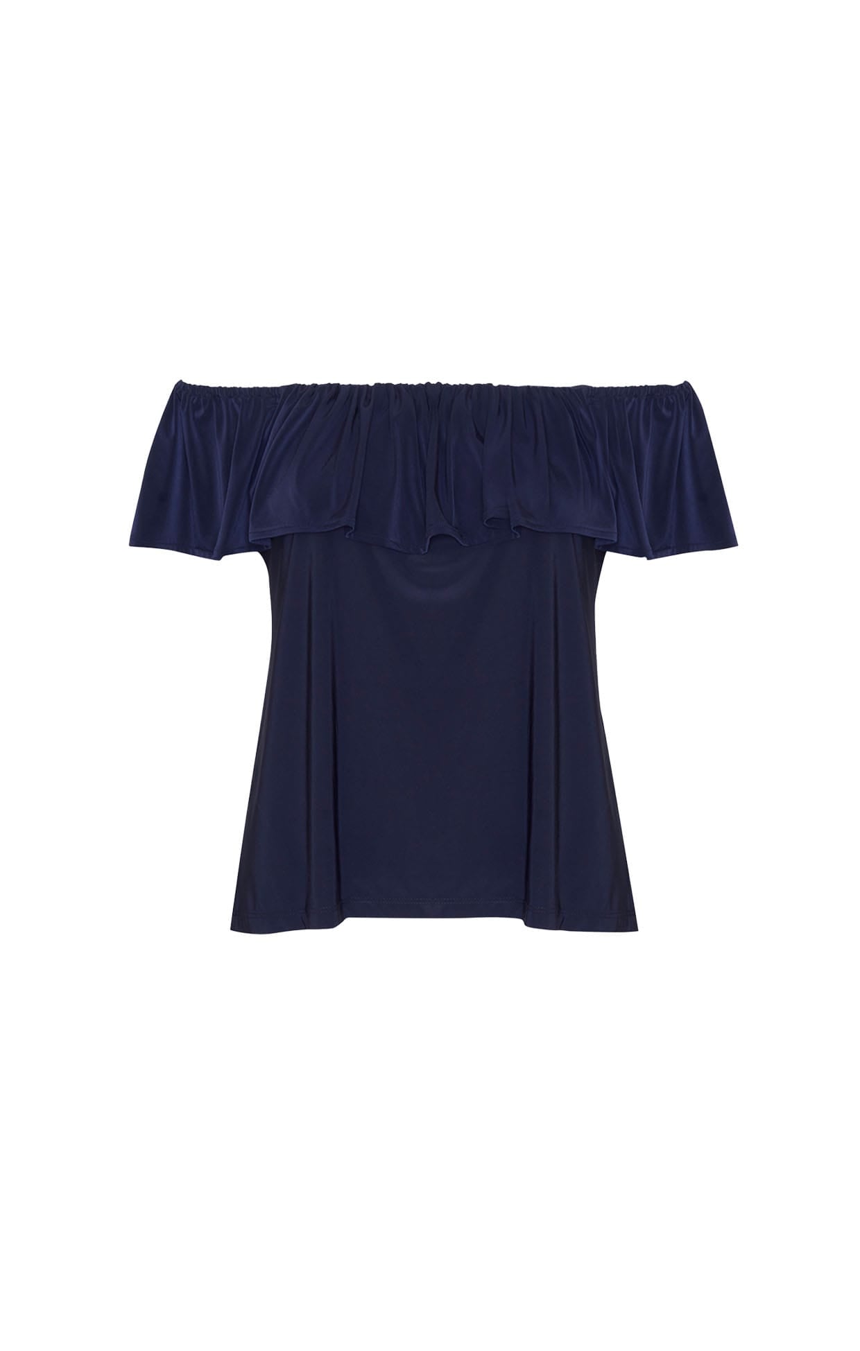 Tops Multi Occasion OFF SHOULDER FRILL TOP IN NAVY