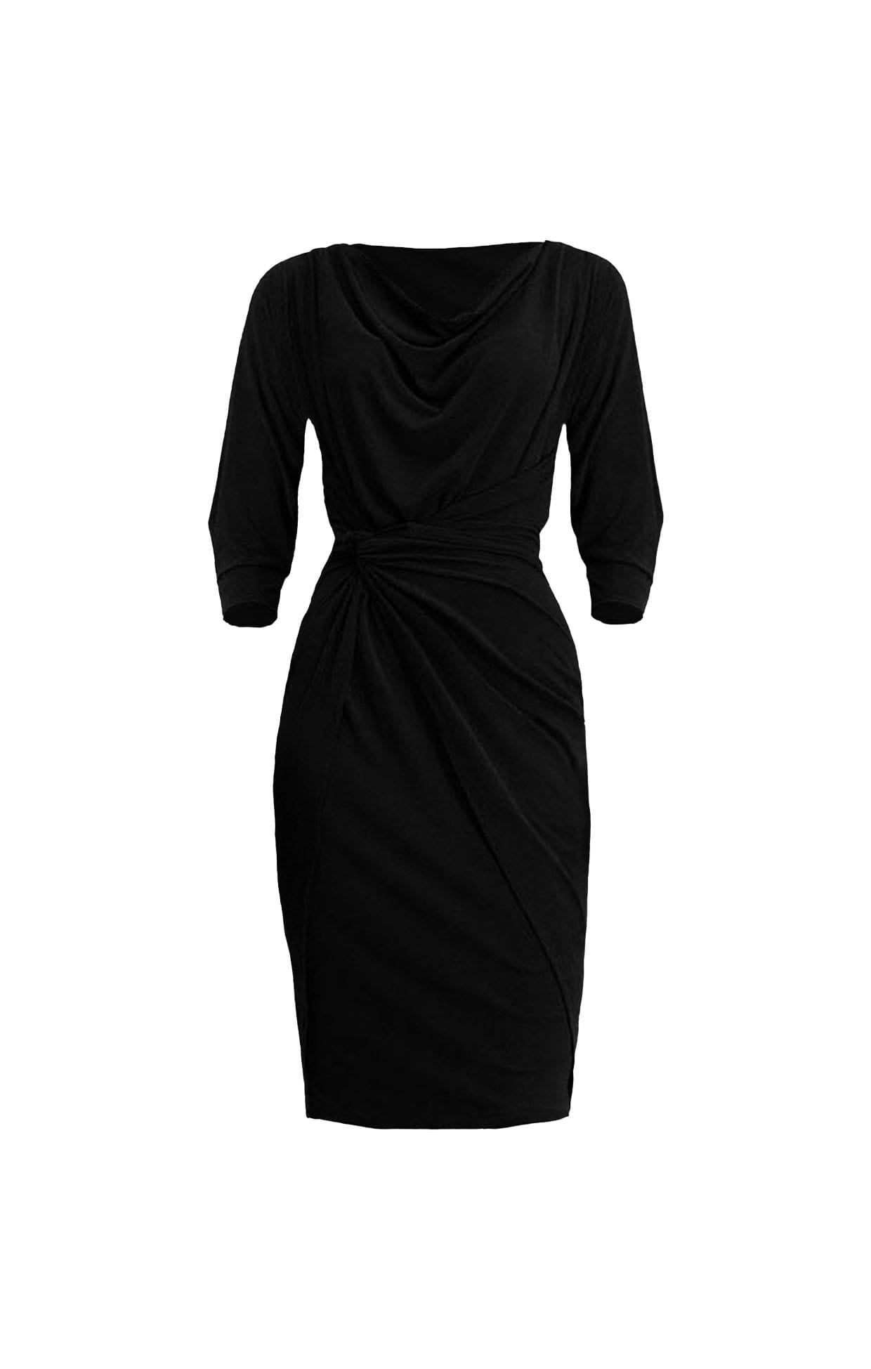 Dresses Multi Occasion COWL TIE DRAPE DRESS IN BLACK