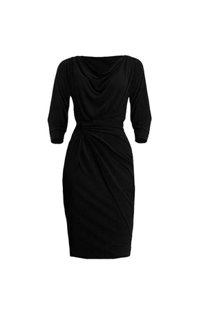 Dresses Multi Occasion COWL TIE DRAPE DRESS IN BLACK