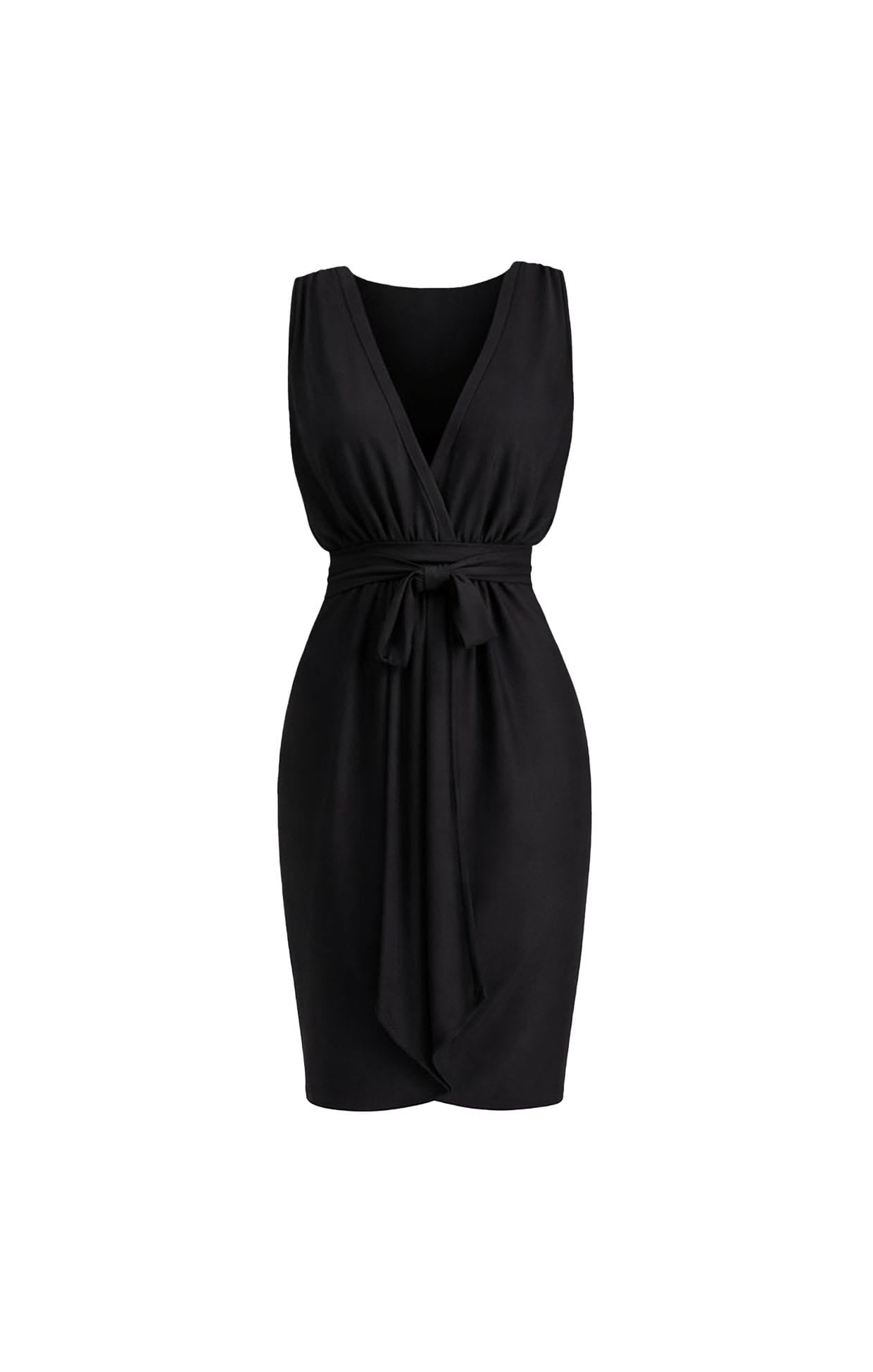 Dresses Multi Occasion COLUMN DRAPE DRESS IN BLACK