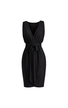 Dresses Multi Occasion COLUMN DRAPE DRESS IN BLACK