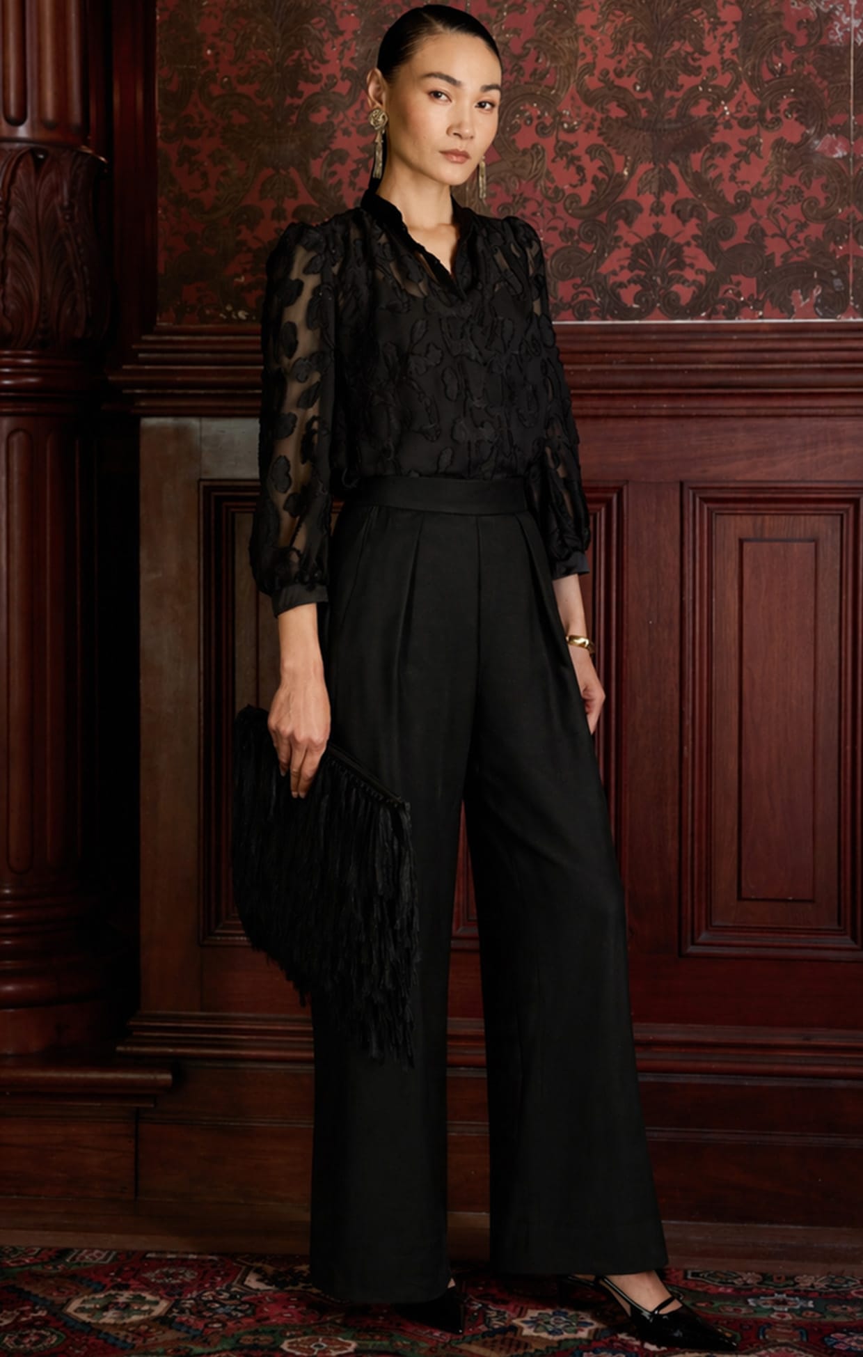 Pants LUXE PLEATED TROUSER IN BLACK