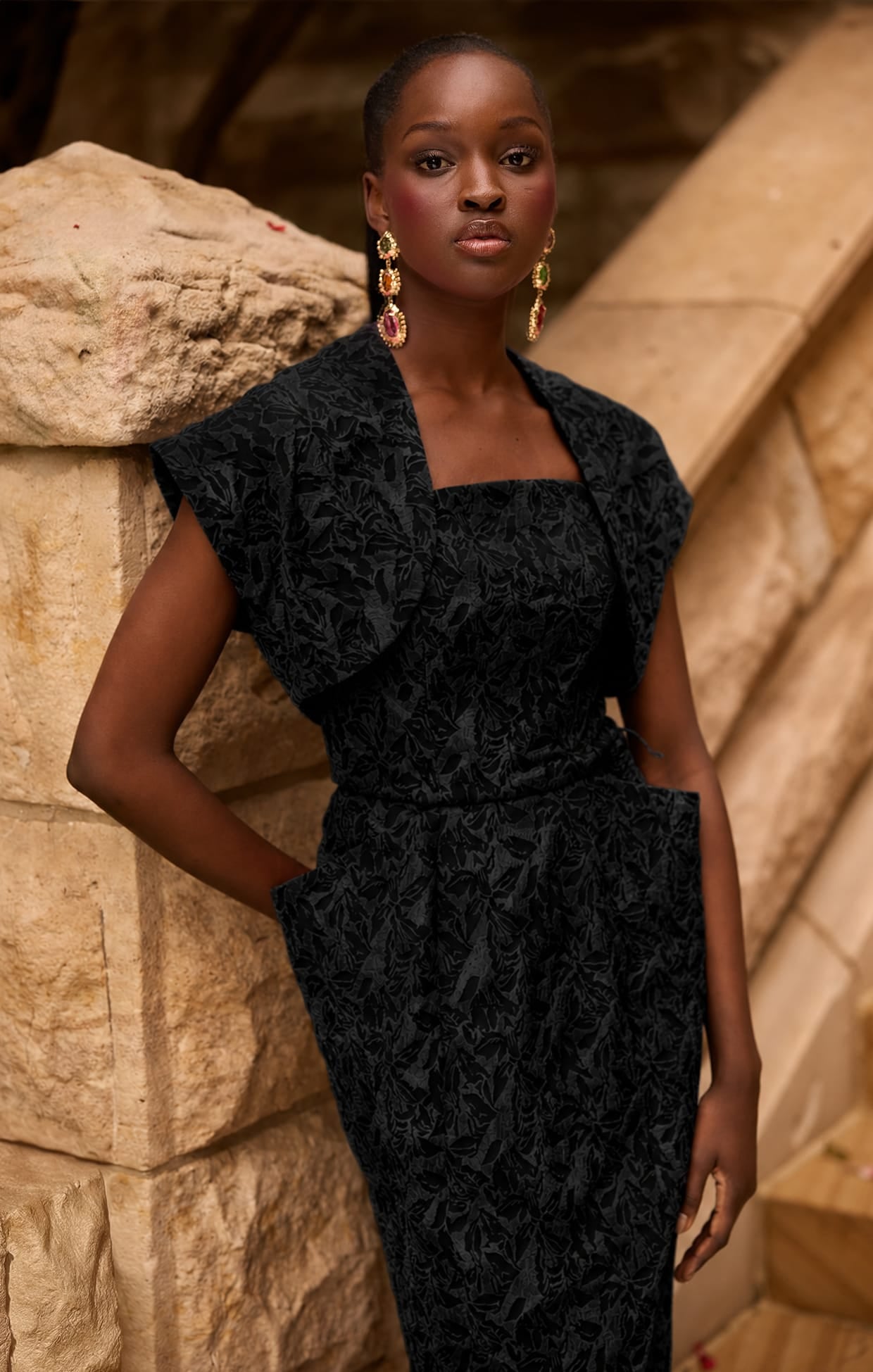 SAMBA DRESS AND BOLERO SET IN BLACK