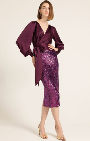 Skirts Events SEQUIN PENCIL SKIRT IN PINK MULTI