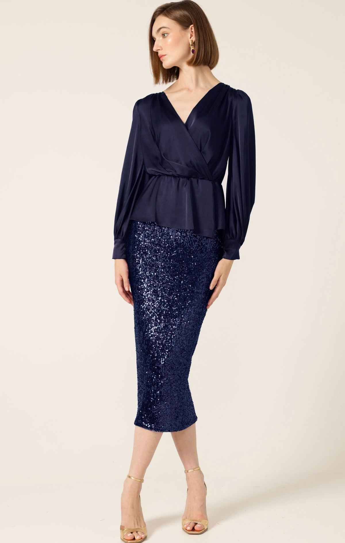 Skirts Events SEQUIN PENCIL SKIRT IN NAVY