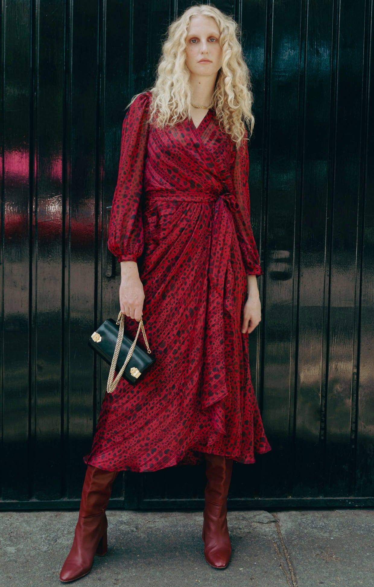 Savoir Chiffon Midi Wrap Animal Print Dress- SACHA DRAKE