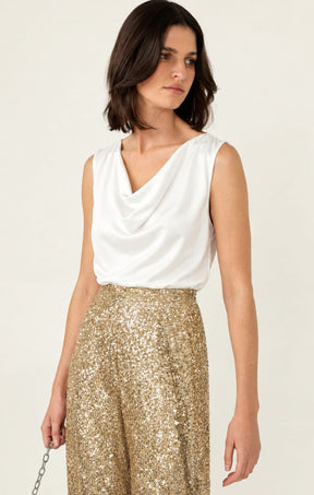 Pants Events SEQUIN PALAZZO PANT IN GOLD