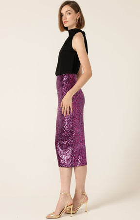 Skirts Events SEQUIN PENCIL SKIRT IN PINK MULTI