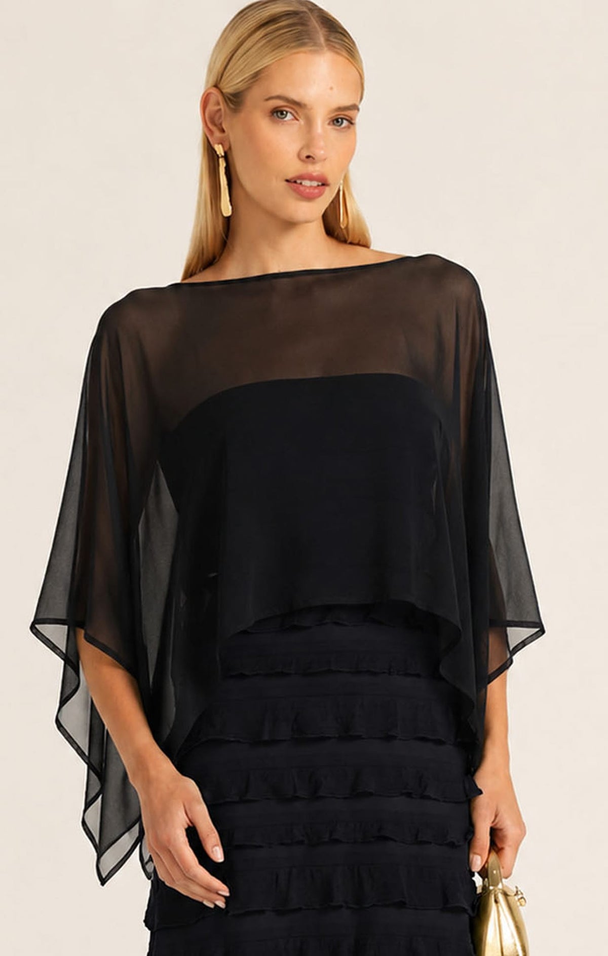 Jackets OS / BLACK SHEER SILK CAPE