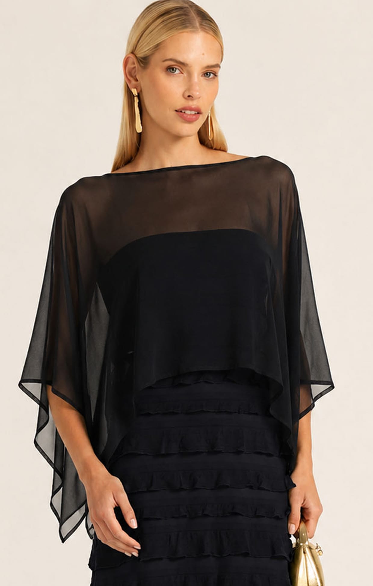 Jackets OS / BLACK SHEER SILK CAPE
