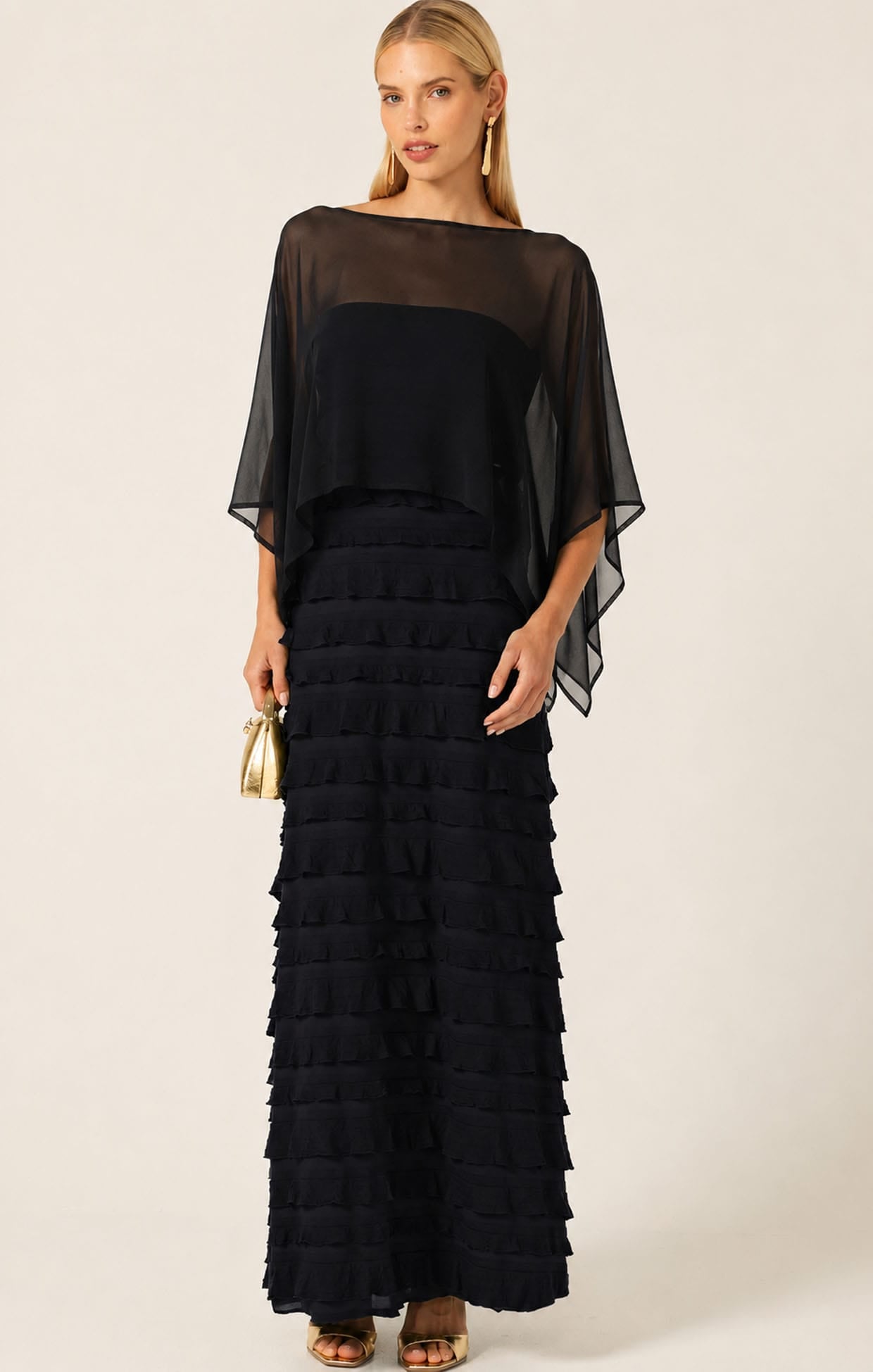 Jackets OS / BLACK SHEER SILK CAPE