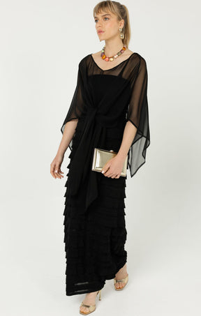 Jackets Multi Occasion OS / BLACK SHEER SILK CAPE IN BLACK