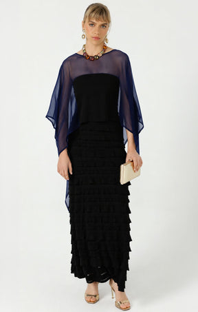 Jackets Multi Occasion OS / NAVY SHEER SILK CAPE IN NAVY