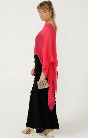 Jackets Multi Occasion OS / PINK SHEER SILK CAPE IN PINK