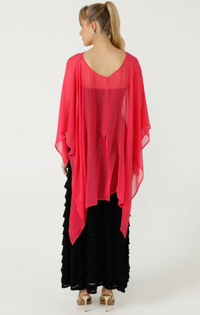 Jackets Multi Occasion OS / PINK SHEER SILK CAPE IN PINK
