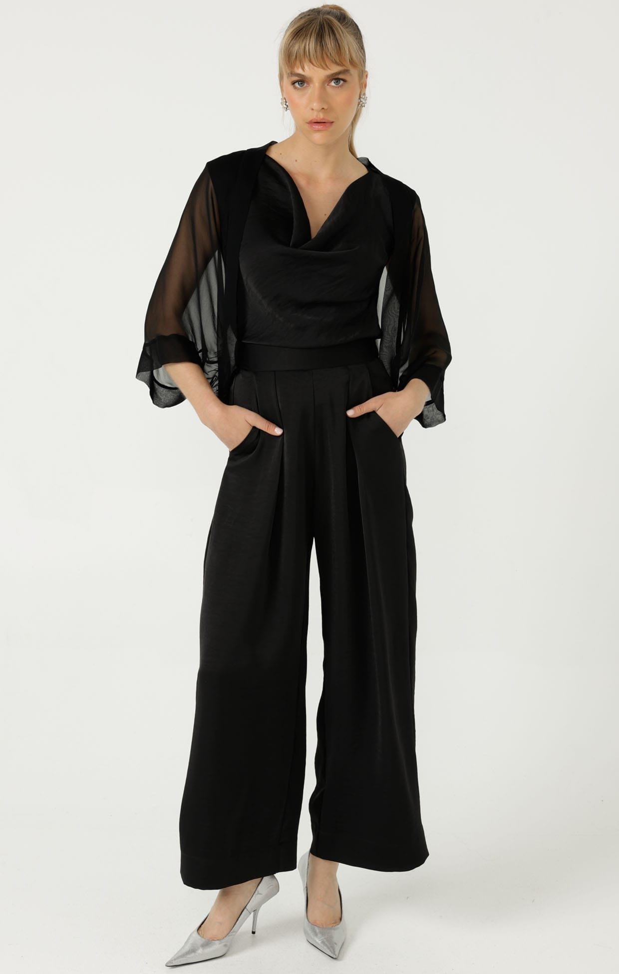 Jackets OS / BLACK SHEER SILK KIMONO IN BLACK