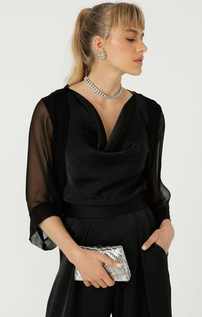 Jackets OS / BLACK SHEER SILK KIMONO IN BLACK