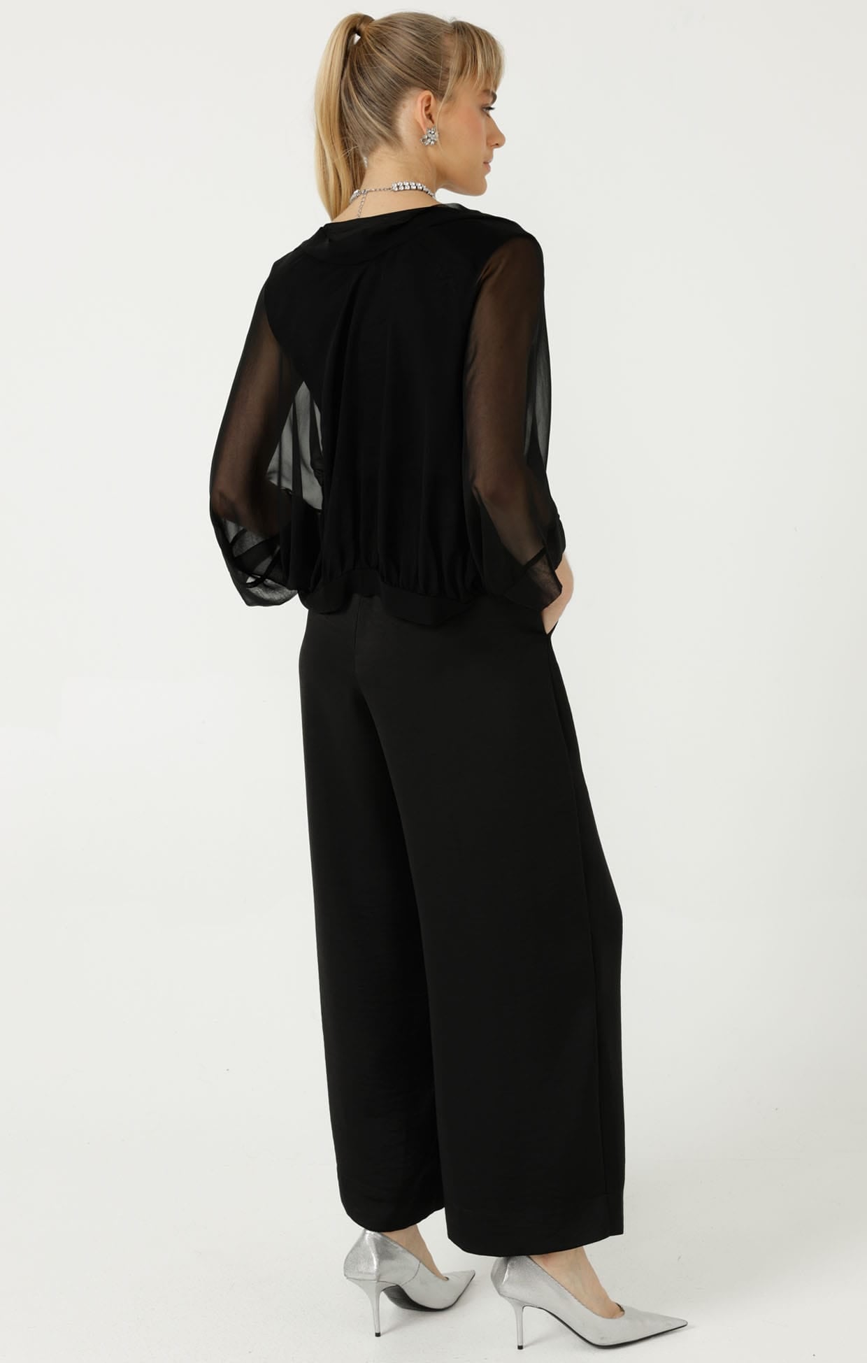 Jackets OS / BLACK SHEER SILK KIMONO IN BLACK