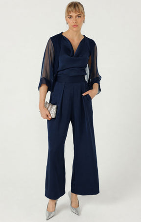 Jackets OS / NAVY SHEER SILK KIMONO IN NAVY