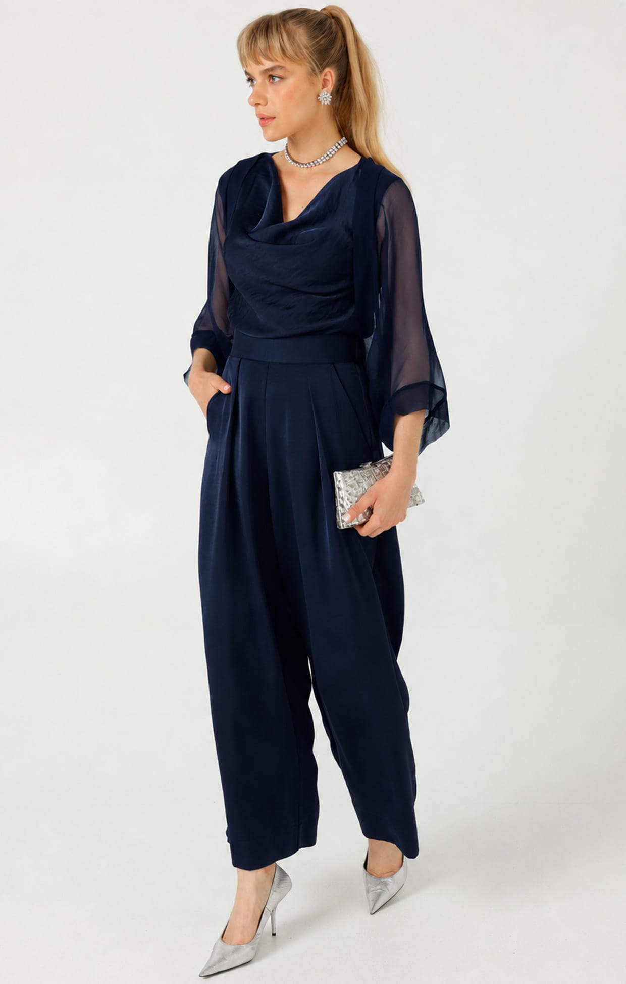 Jackets OS / NAVY SHEER SILK KIMONO IN NAVY