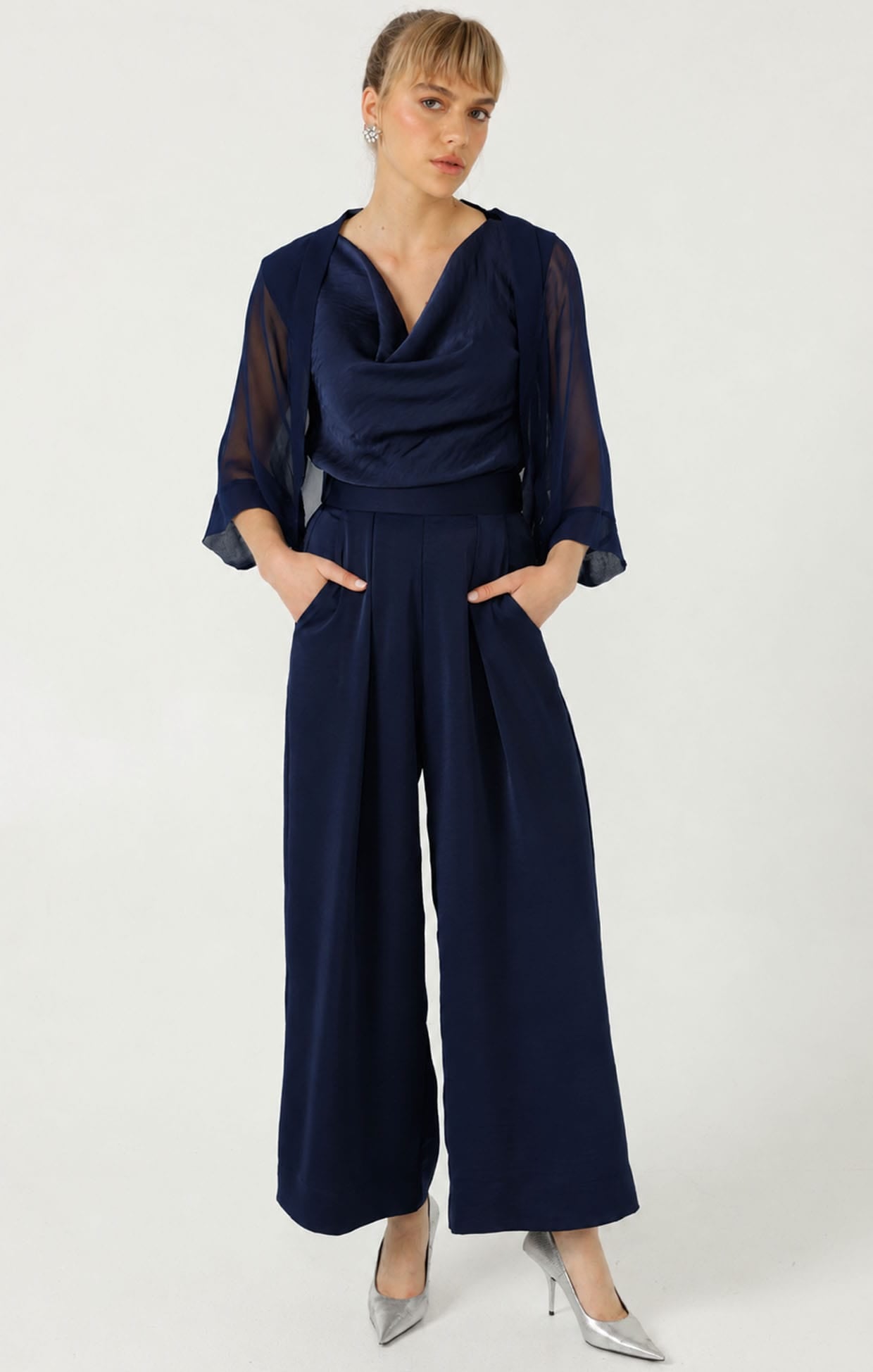 Jackets OS / NAVY SHEER SILK KIMONO IN NAVY