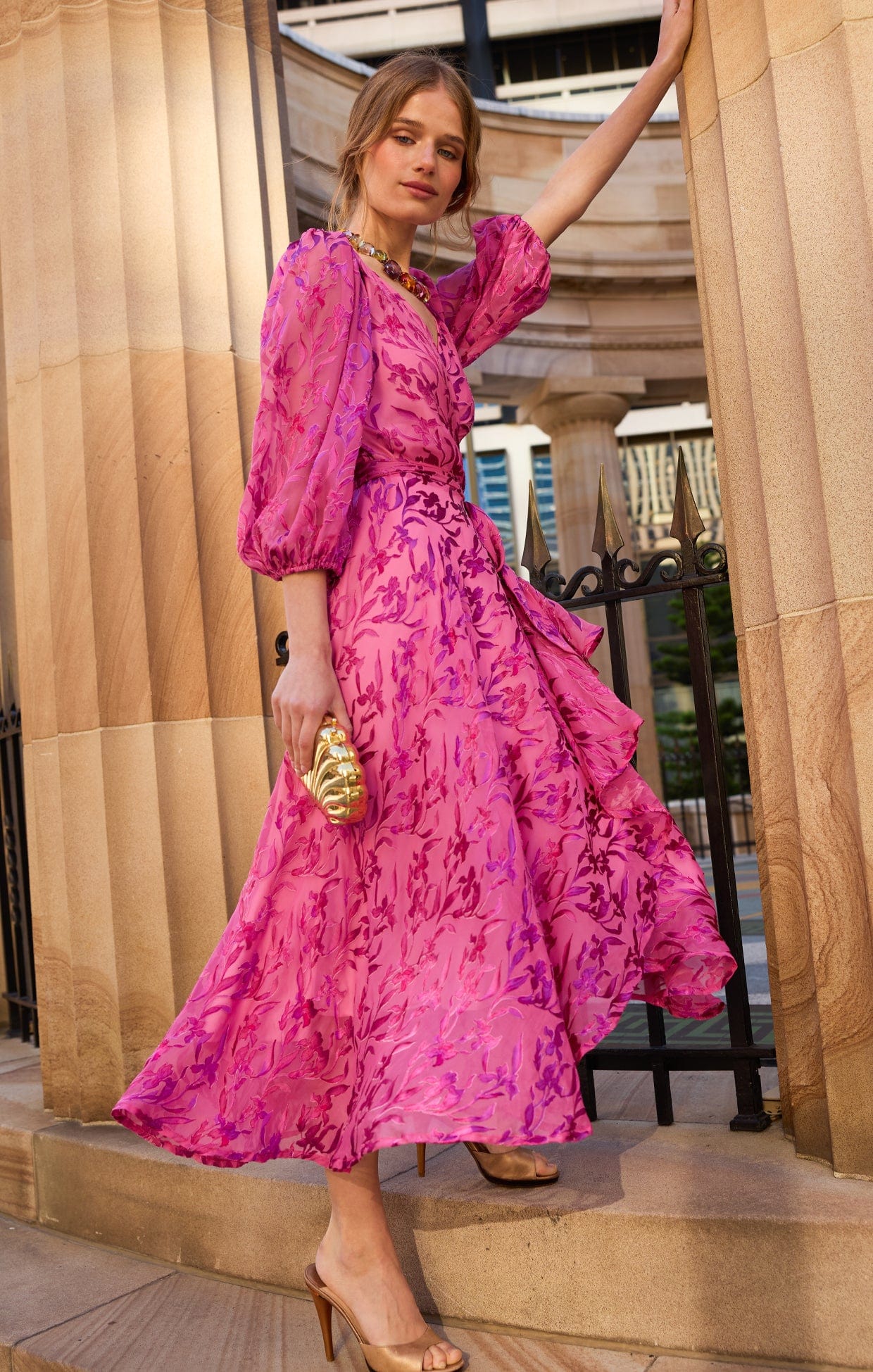 Dresses Events SHERBET BREEZE MIDI WRAP DRESS