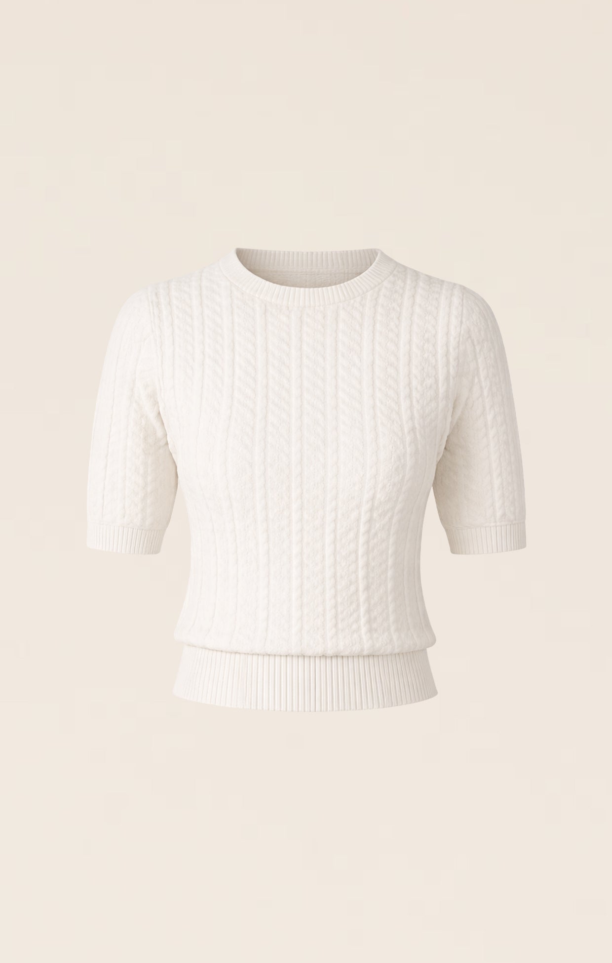 Knitwear SHORT SLEEVE CHEVRON KNIT TOP IN IVORY