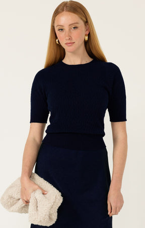 Knitwear SHORT SLEEVE GROVE KNIT TOP IN NAVY