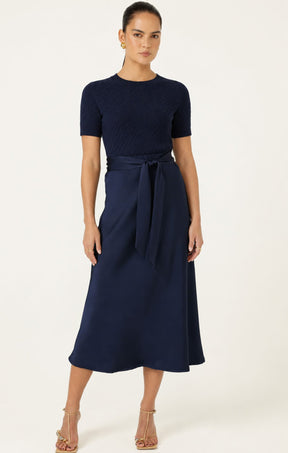 Skirts LUXE BIAS MIDI SKIRT IN NAVY