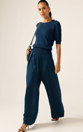 Pants Multi Occasion PLEATED TROUSER STEELE BLUE