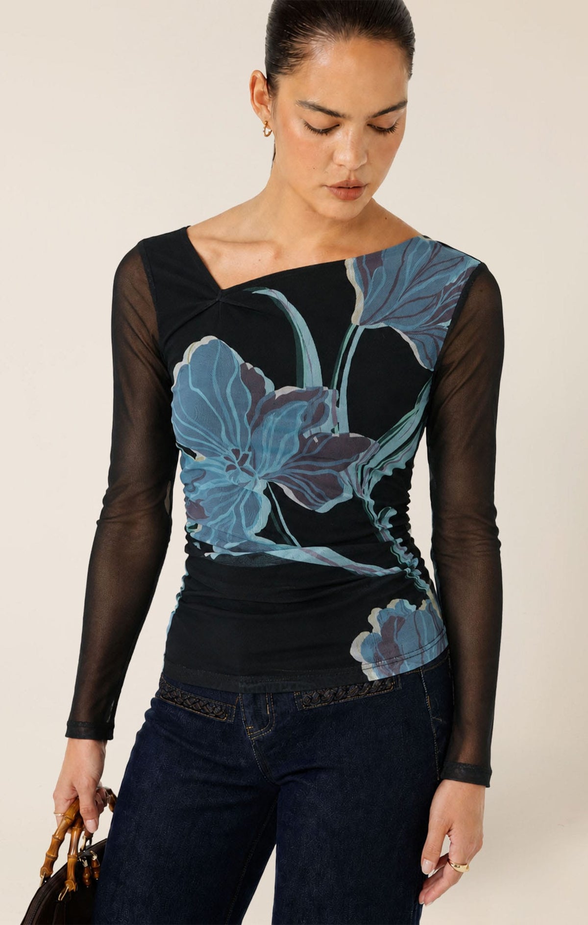 Tops Multi Occasion STAS MESH TOP IN MIDNIGHT FLORAL