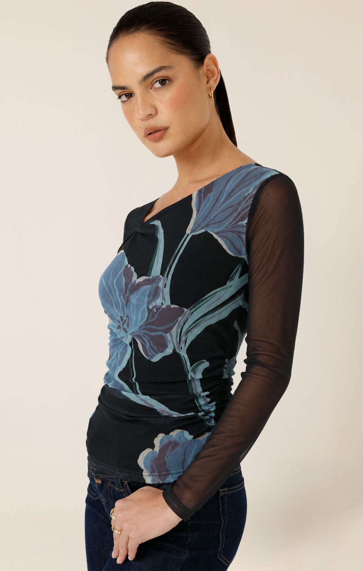Tops Multi Occasion STAS MESH TOP IN MIDNIGHT FLORAL