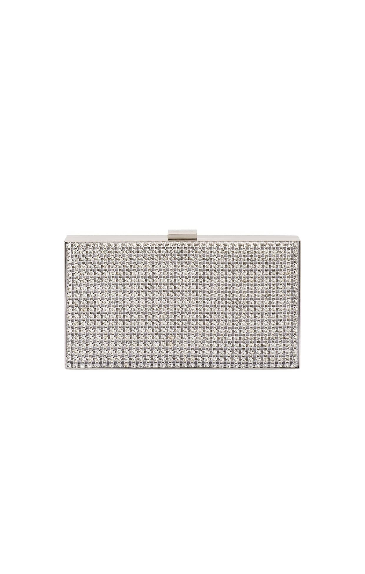 Bags OS / SILVER STEF CRYSTAL BOX CLUTCH BAG IN SILVER