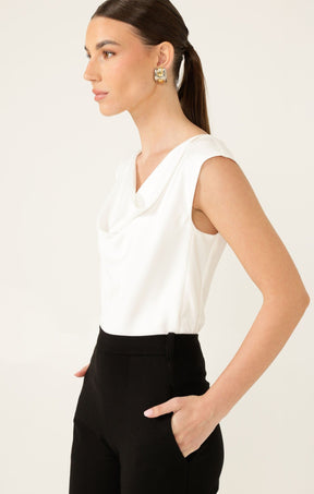 Tops COWL BIAS TOP IN WHITE