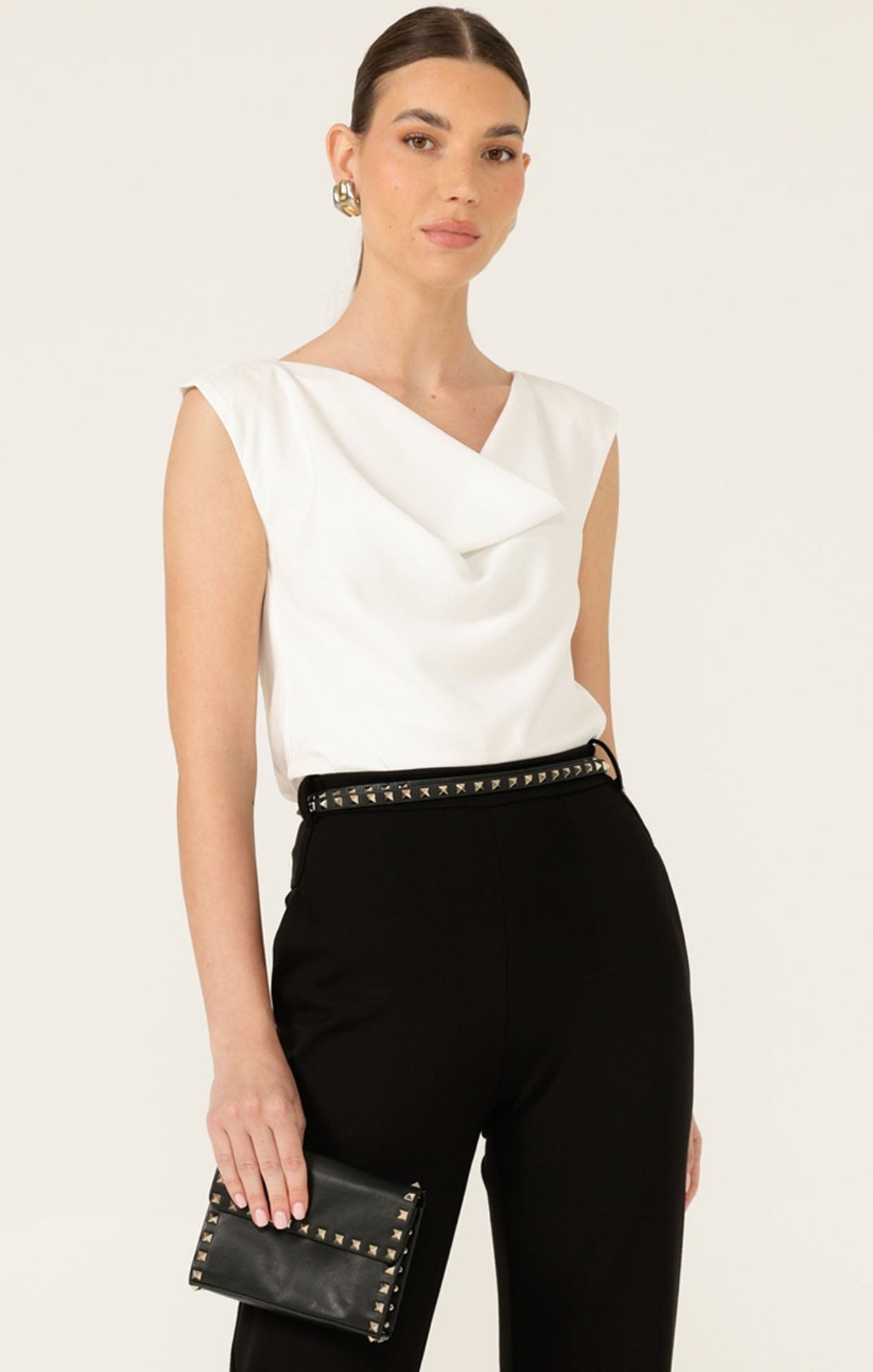 Tops COWL BIAS TOP IN WHITE