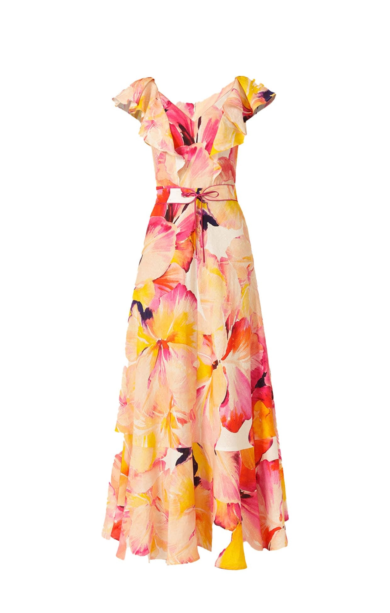 Summer Fiesta Linen Maxi Dress in Pink Orange