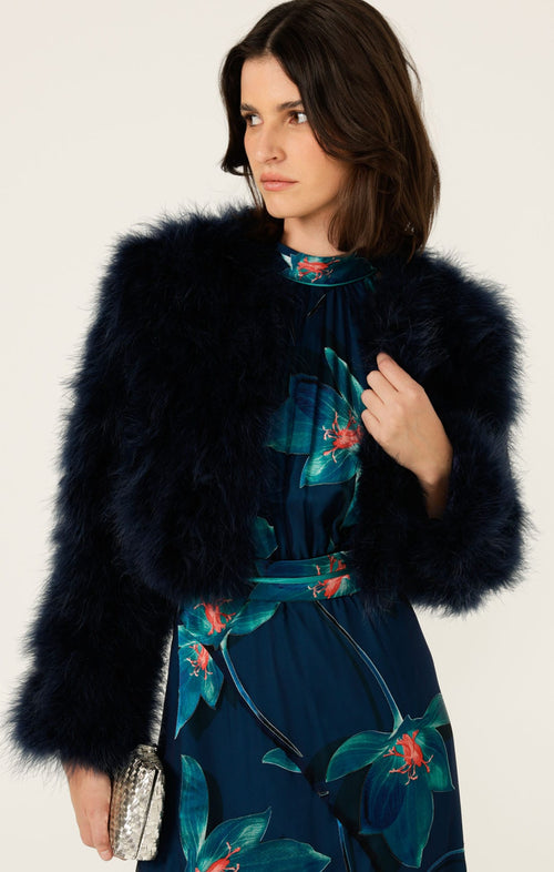 Jackets Multi Occasion LUXE FEATHER JACKET IN NAVY